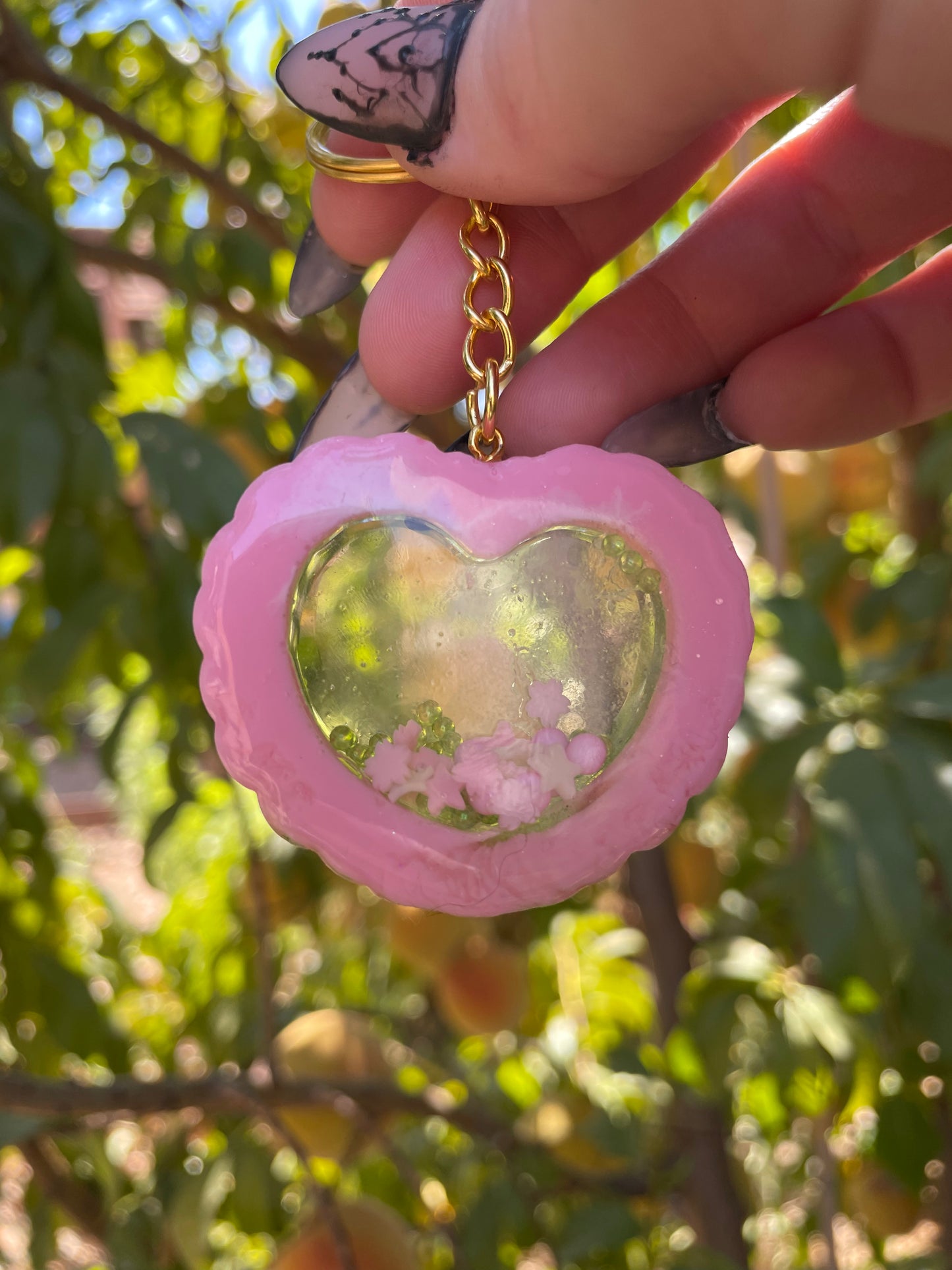 Strawberry Milk Ruffle Heart Double-Sided Shaker Charm