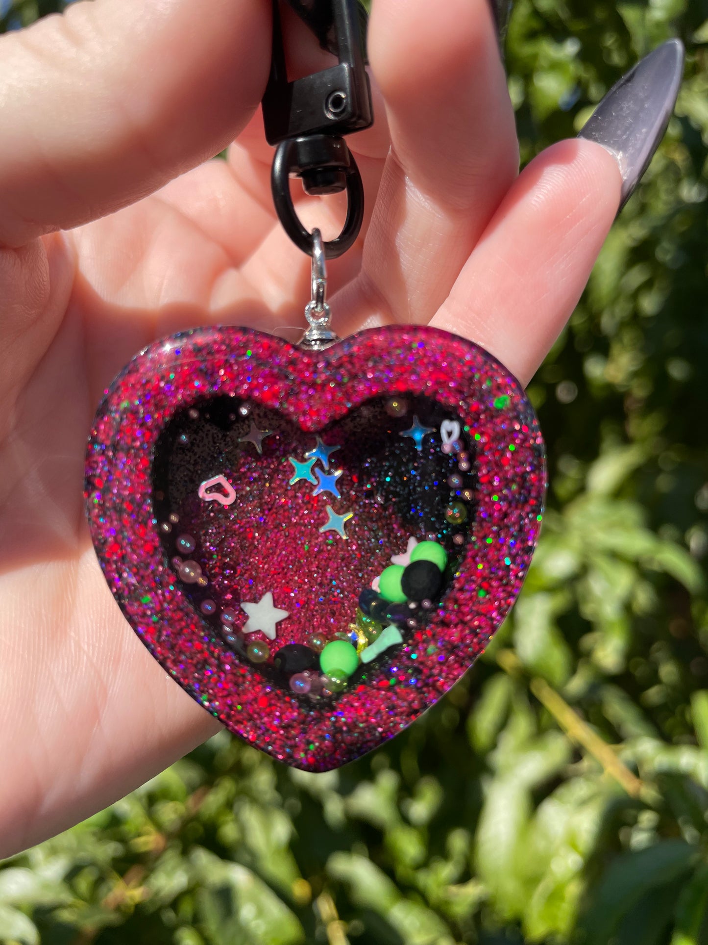Neon Night Heart Shaker Charm