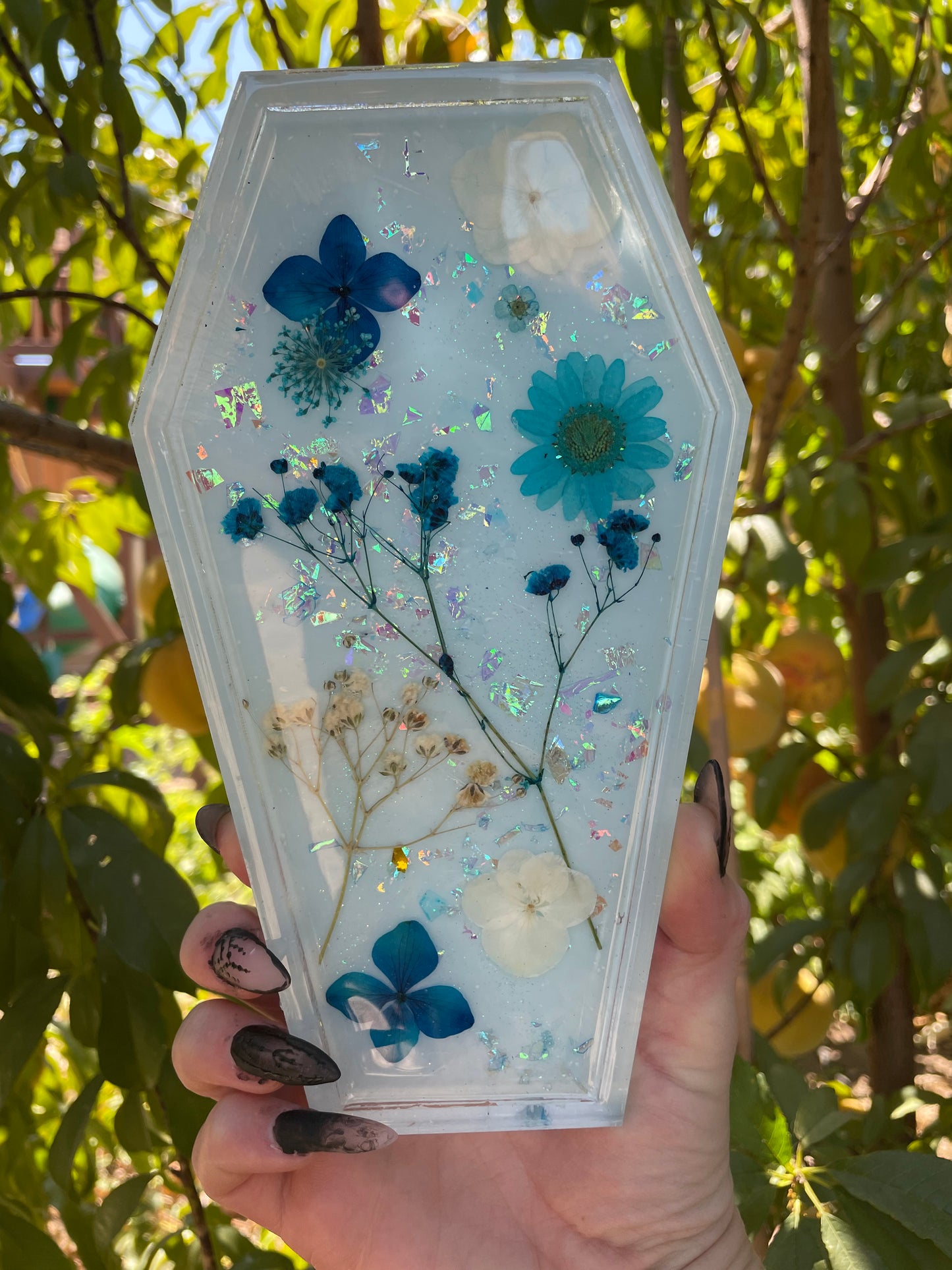 Sky and Flowers Coffin Trinket Tray