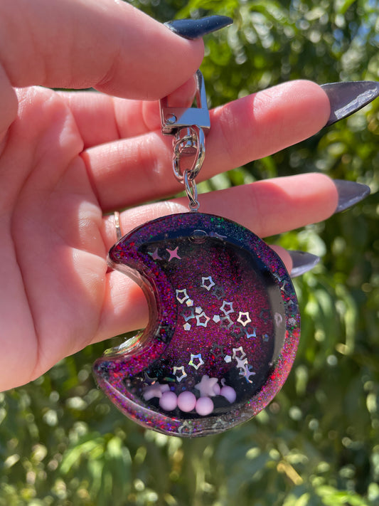 Neon Night Waxing Moon Shaker charm