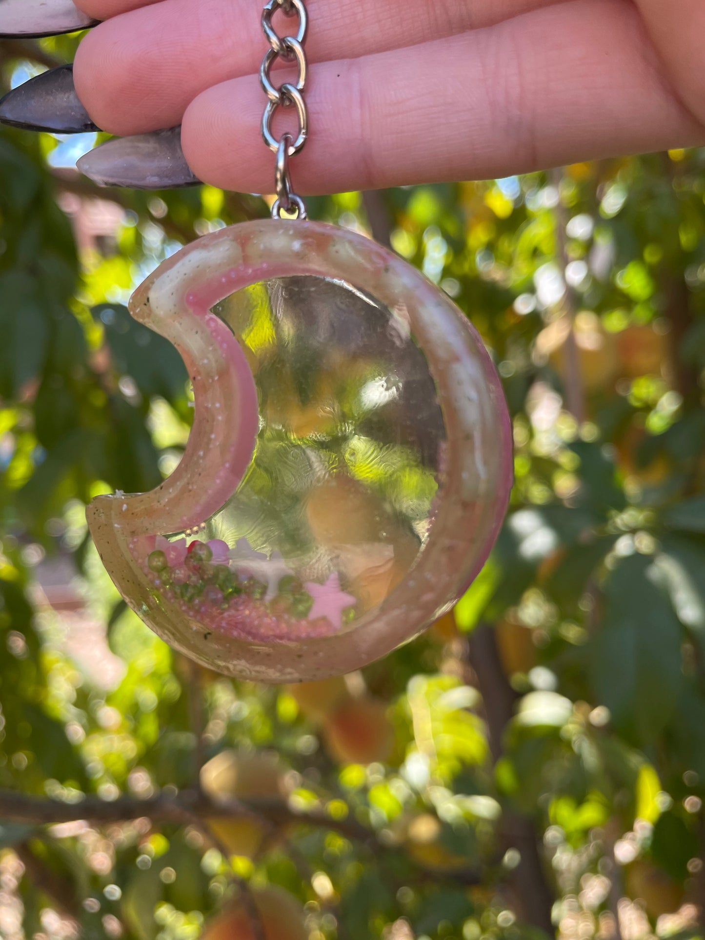 Double-Sided Strawberry Milk Moon Shaker Charm