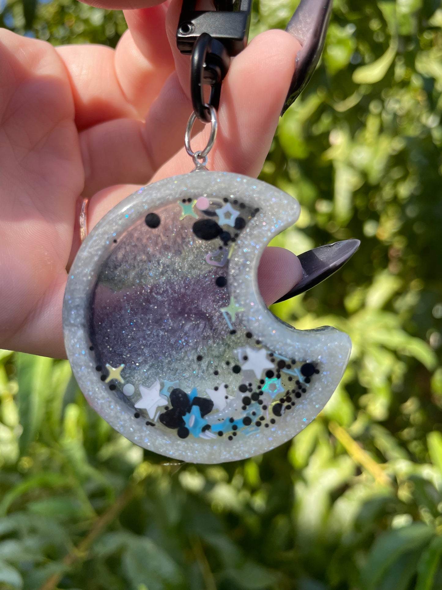 Silver Skies Waning Moon Shaker Charm