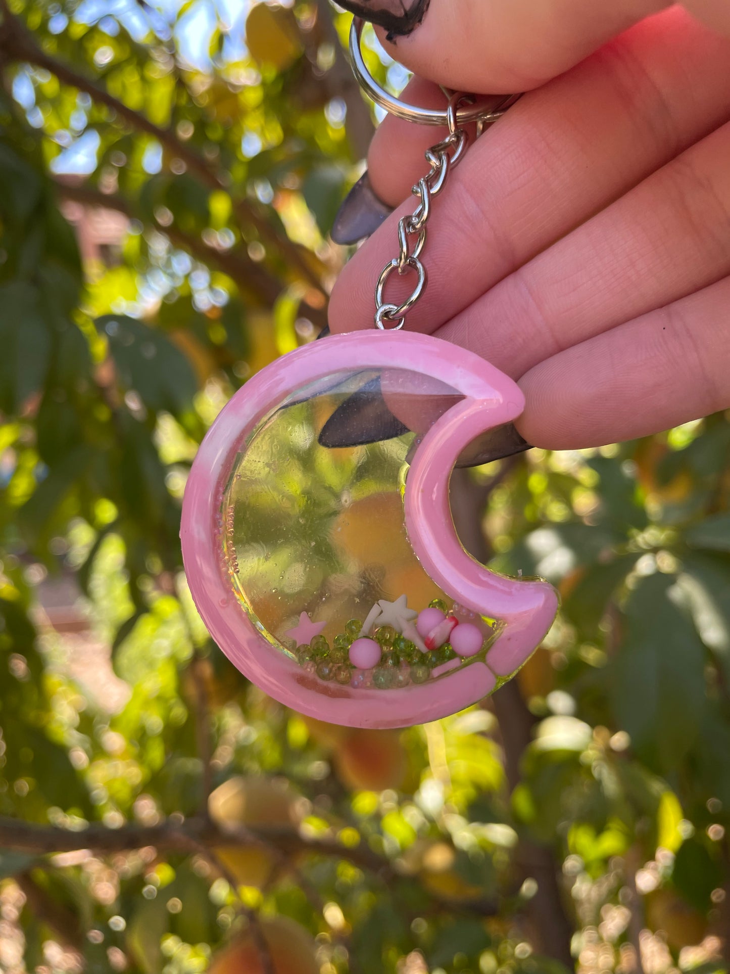 Double-Sided Strawberry Milk Moon Shaker Charm