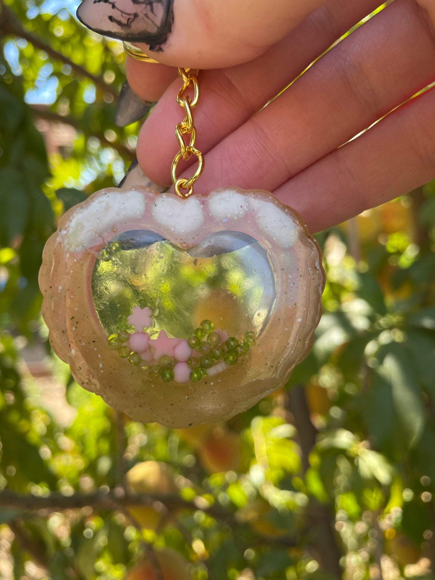 Strawberry Milk Ruffle Heart Double-Sided Shaker Charm