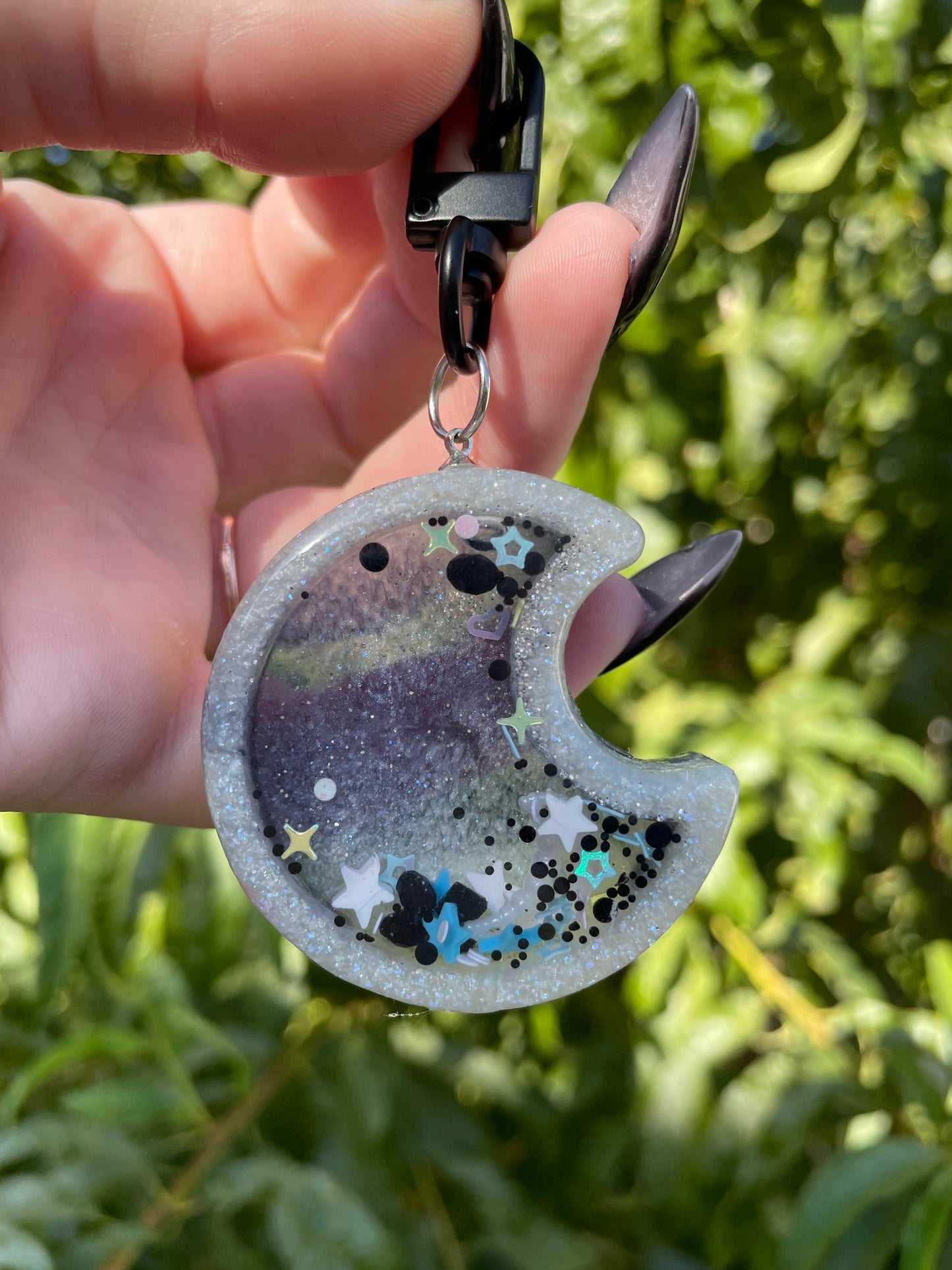 Silver Skies Waning Moon Shaker Charm