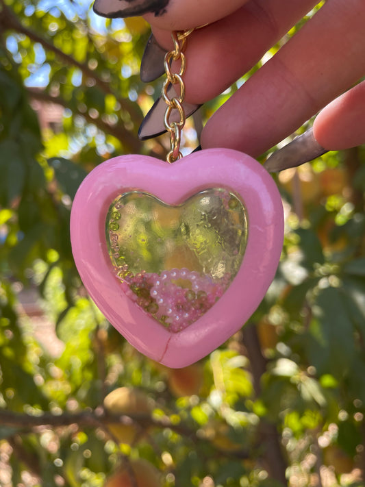 Double-Sided Strawberry Milk Heart Shaker Charm